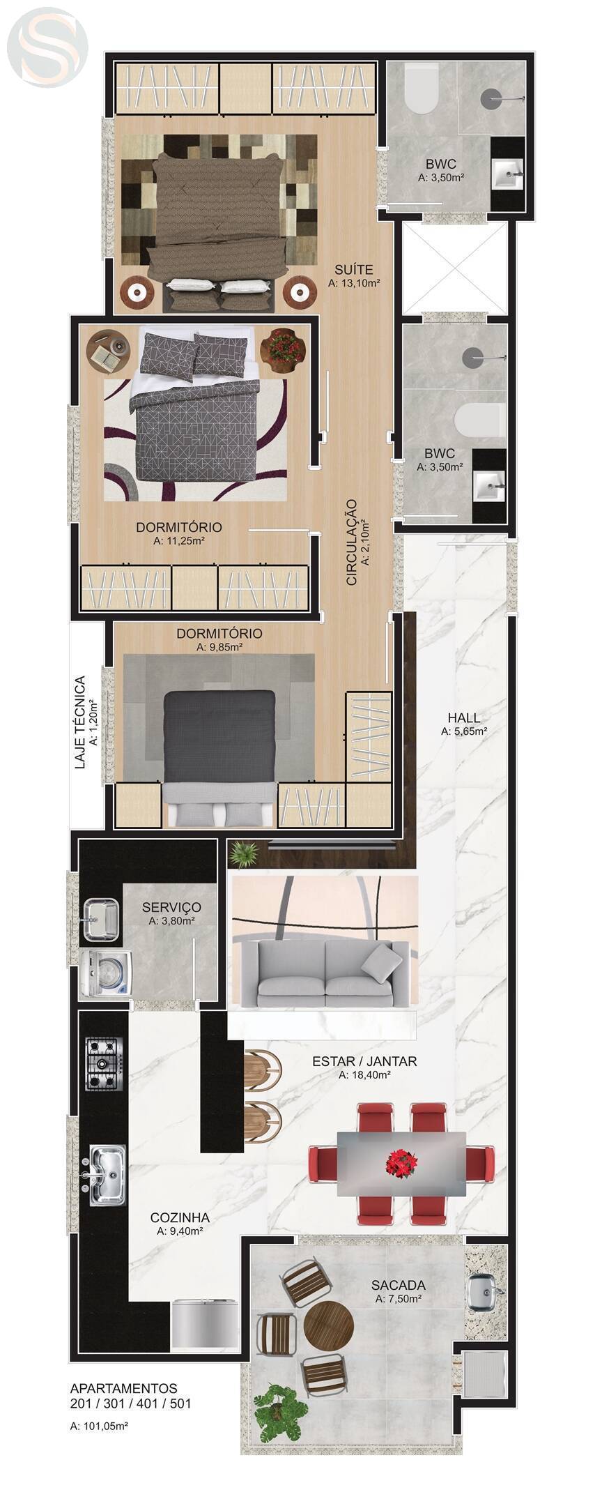 Apartamento à venda com 3 quartos, 147m² - Foto 2